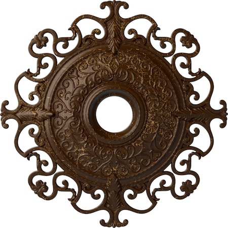 Ekena Millwork Orleans Ceiling Medallion (Canopies up to 8 1/4"), 38 3/8"OD x 6 5/8"ID x 2 7/8"P, Root Beer Crackle CM38OLRBC